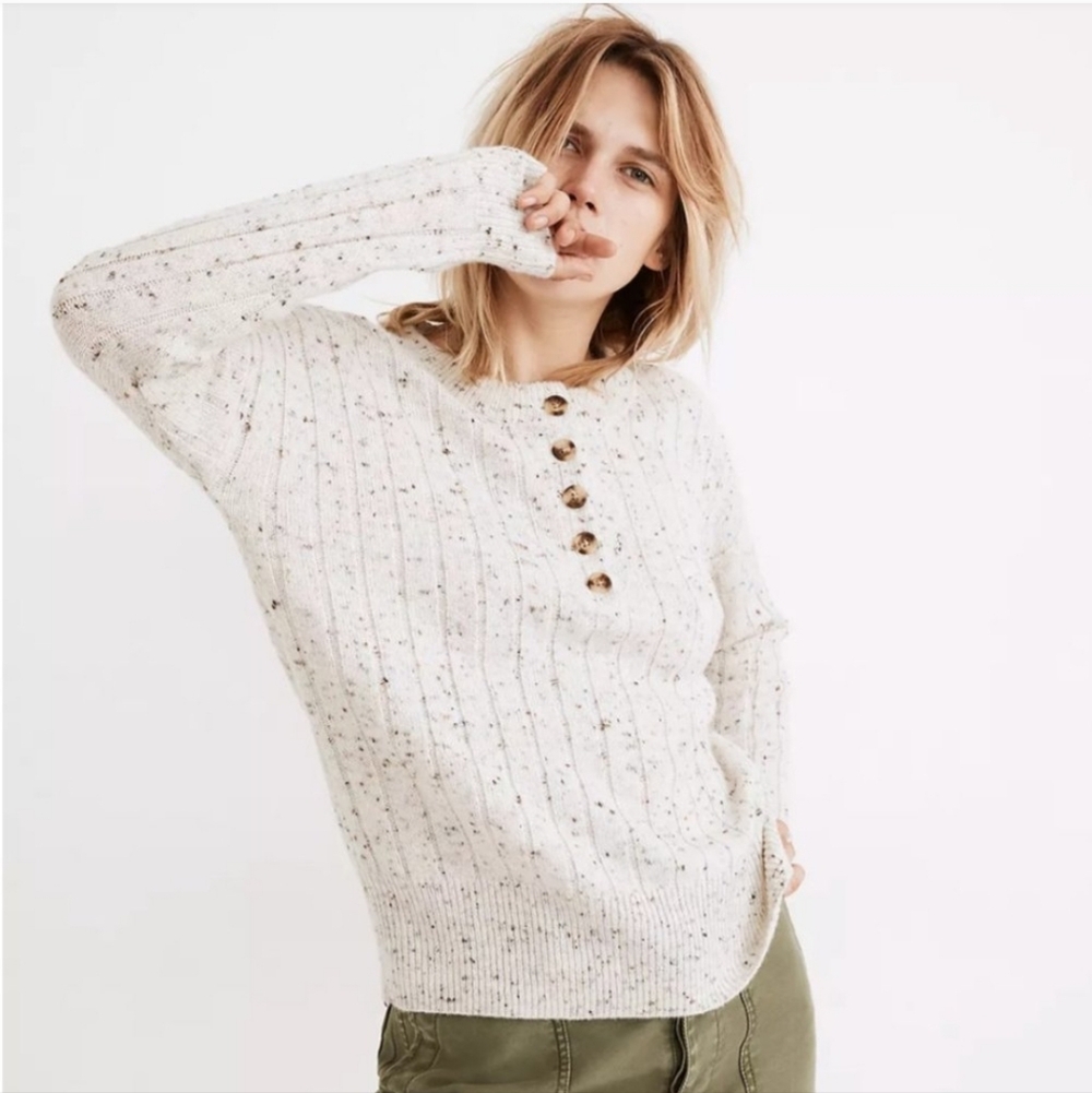Madewell Donegal Bowden Henley Wool Blend Sweater in Coziest Yarn